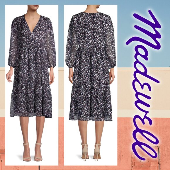 Madewell Tie-Waist Midi Dress in Harvest Vine (size M) - Picture 13 of 14